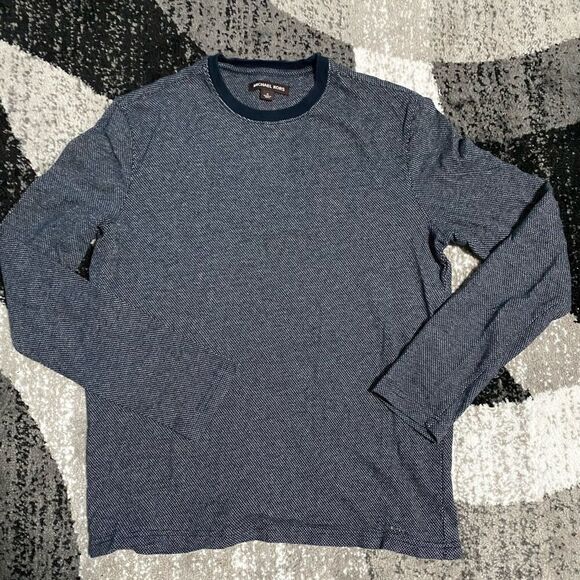 Michael Kors Mens Blue White Crewneck Pullover Sweater Cotton Size S small - Picture 1 of 3